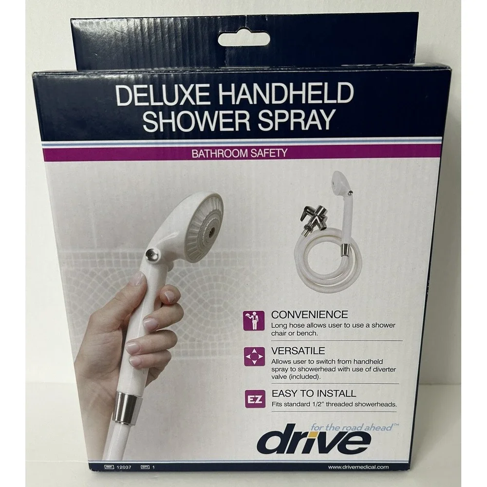 Drive Medical Deluxe Handheld Shower Spray White Shower Aid‎ Helper Easy